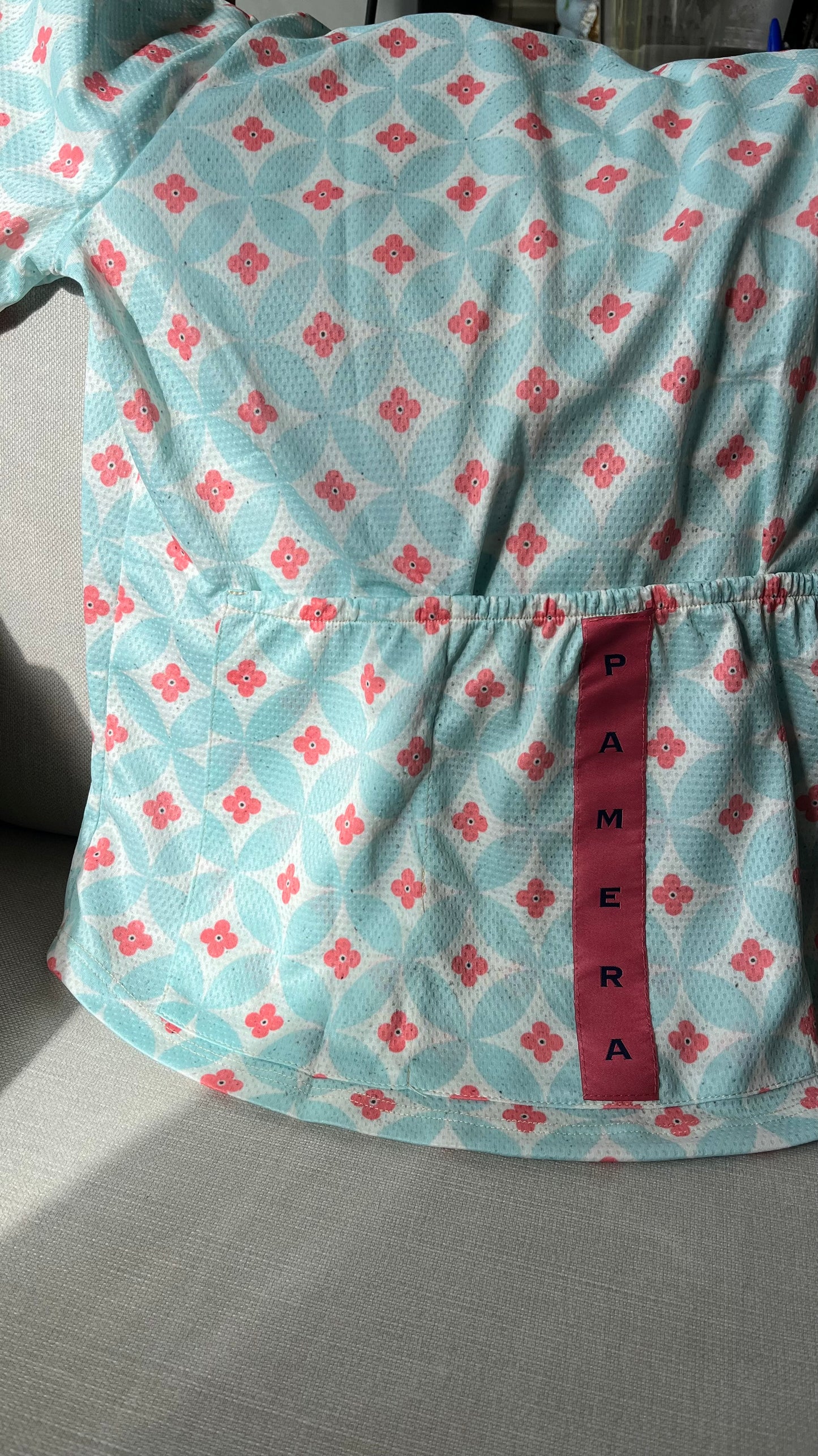 Red flower cycling shirt