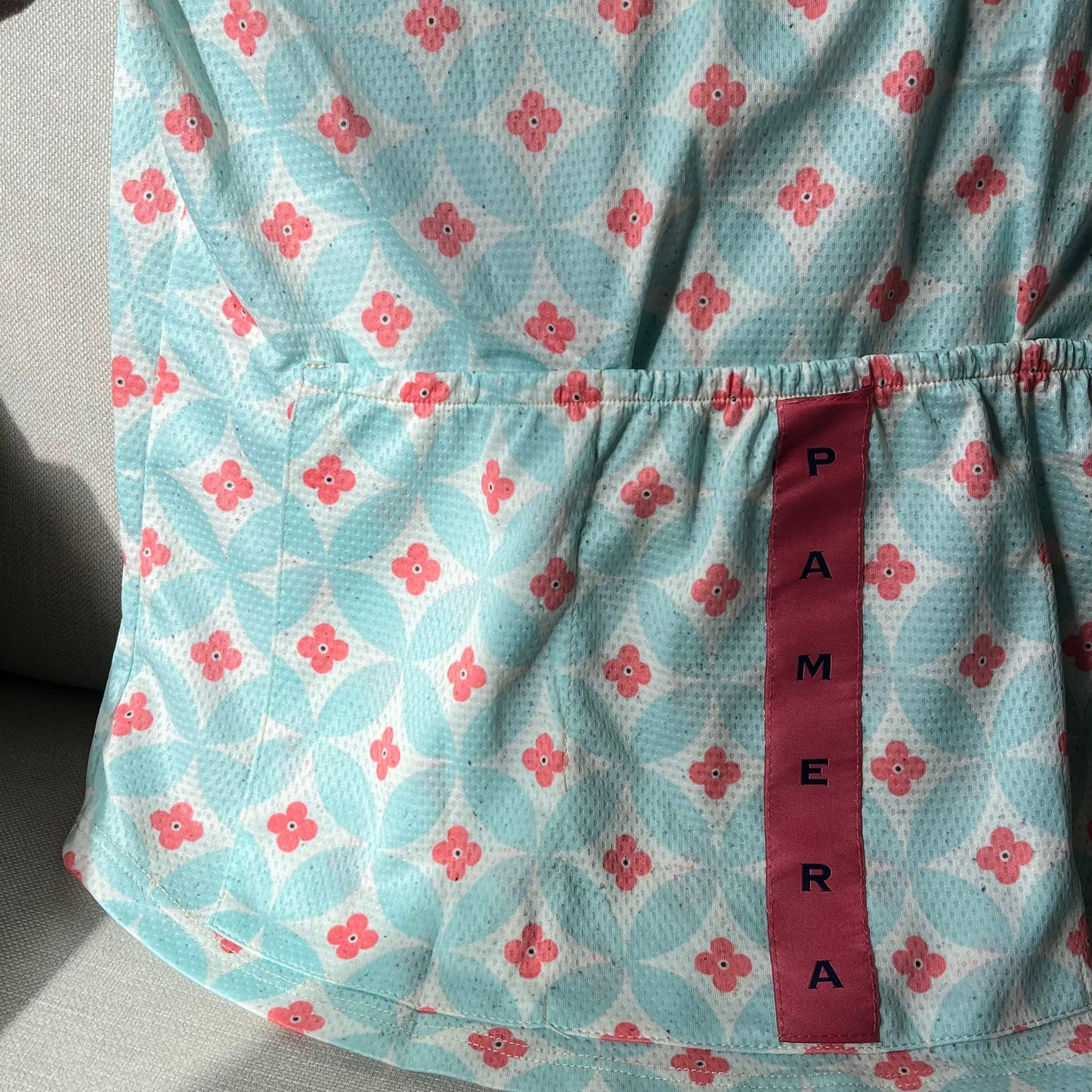 Red flower cycling shirt