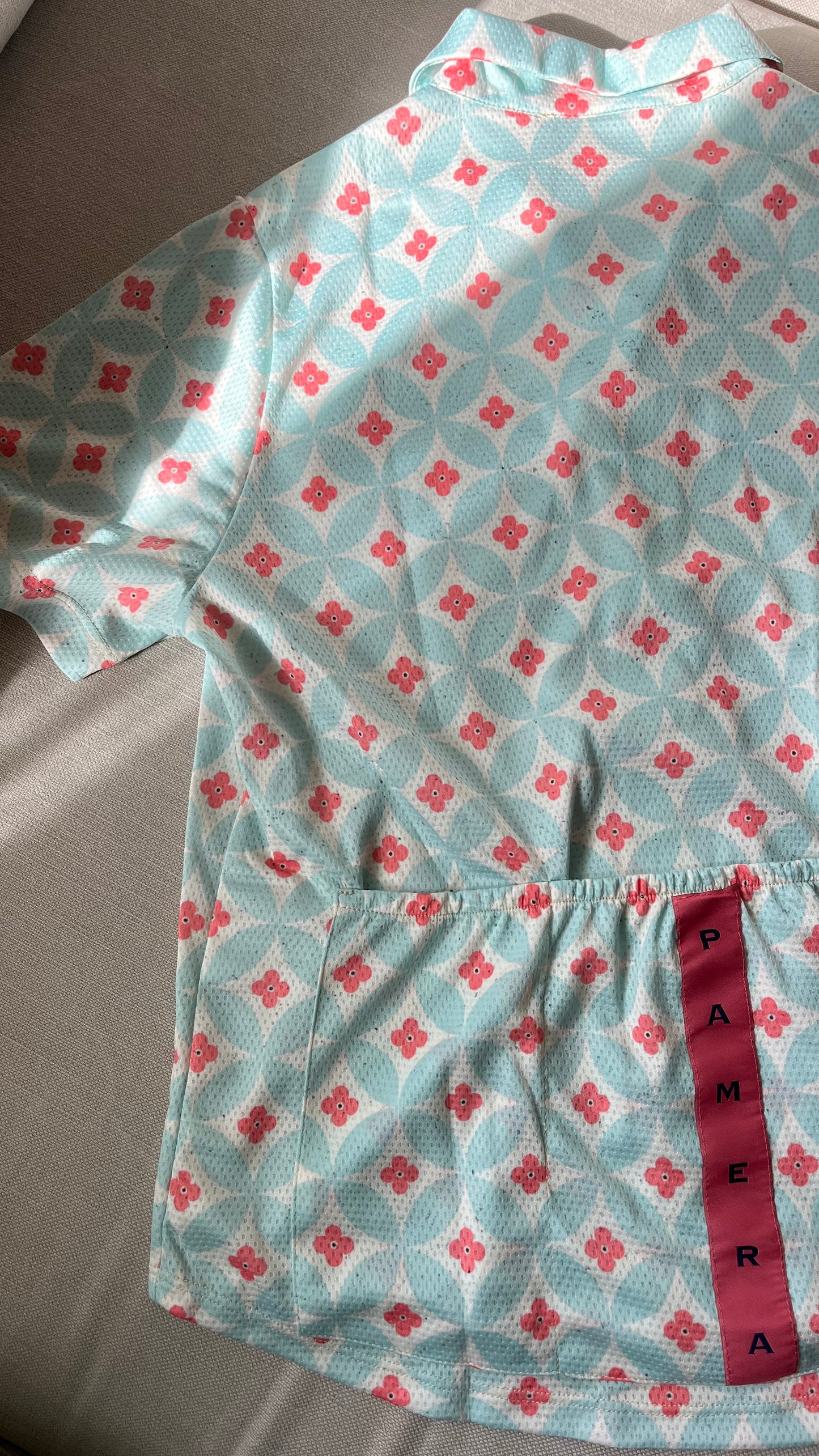 Red flower cycling shirt