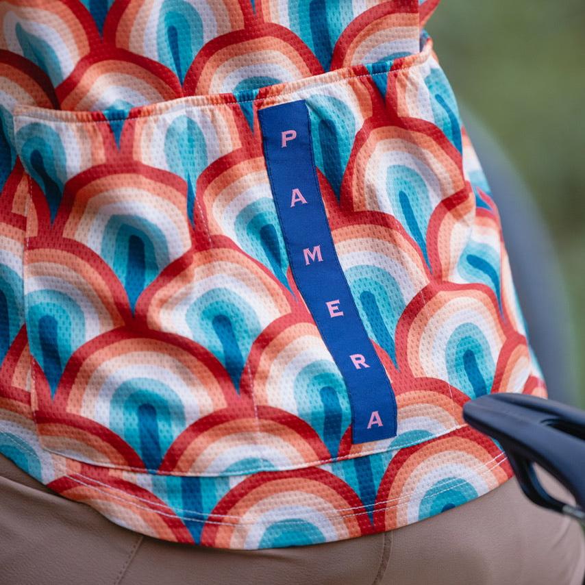 Cyclist wearing a pamera shirt hawaian style