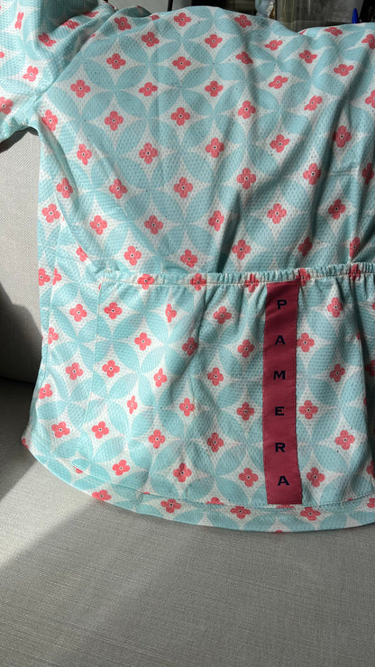 Red flower cycling shirt