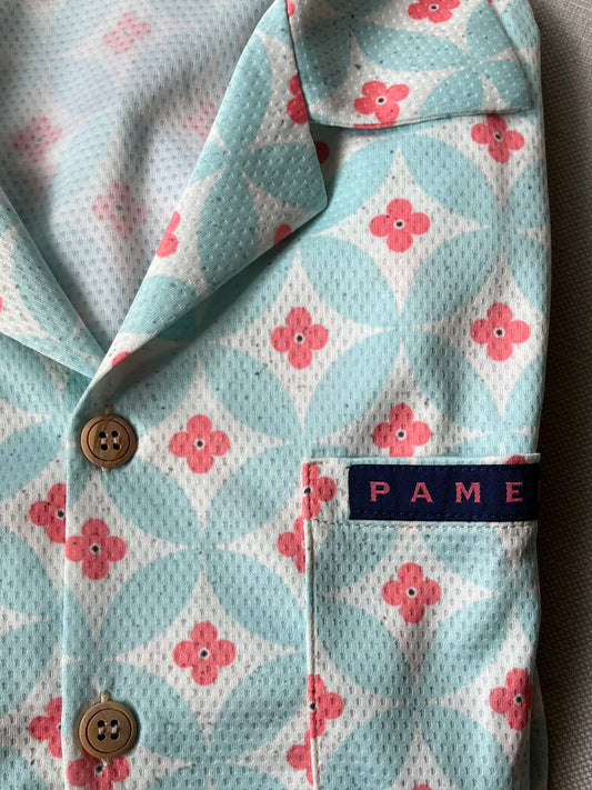 Red flower cycling shirt