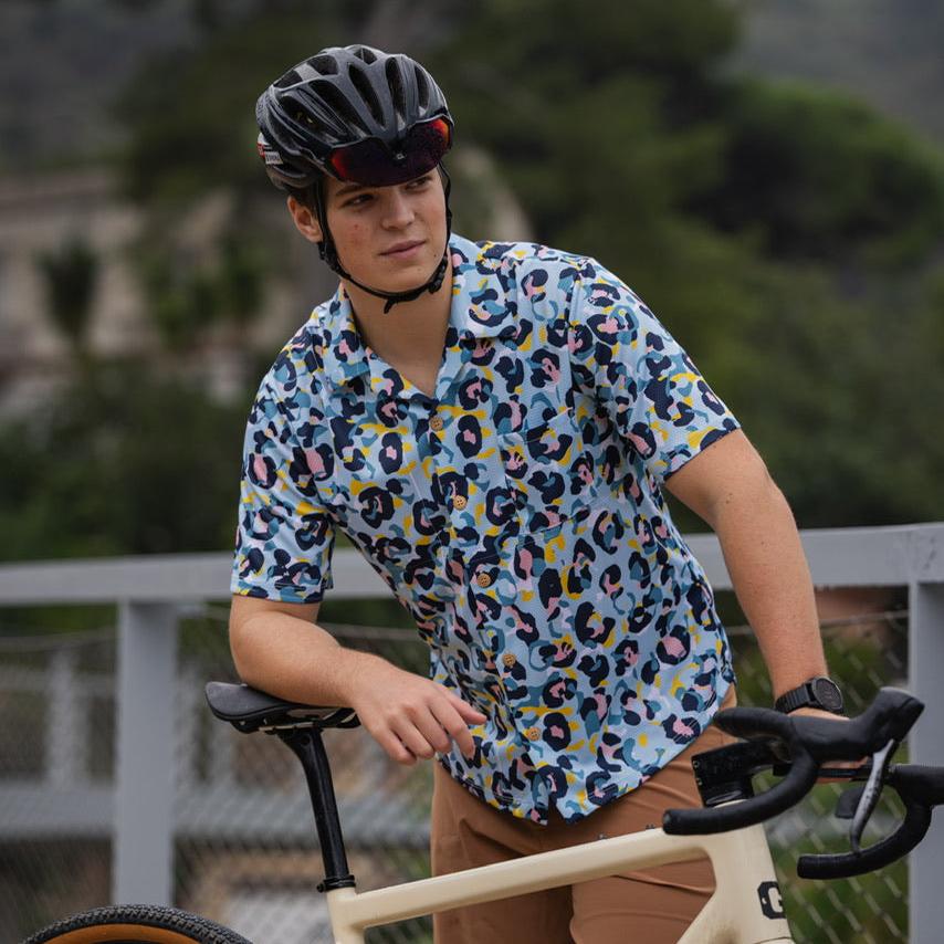 Leopardo blue cycling shirt