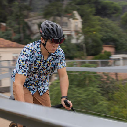 Leopardo blue cycling shirt