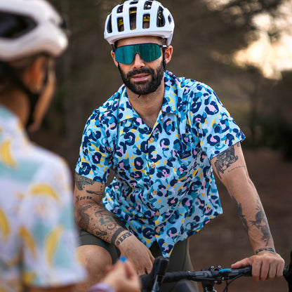 Leopardo blue cycling shirt