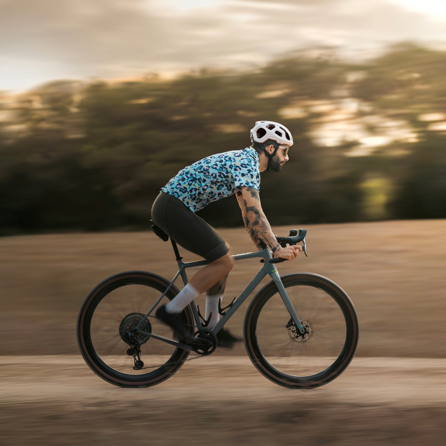 Leopardo blue cycling shirt