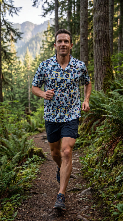 Leopardo Blue running shirt